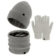 Baberdicy Winter Beanie Hat Scarf Gloves, Women\u0026Men Autumn Winter Warm Cute Wool Hat Scarf Gloves Slouchy Three Pieces Winter Snow Knit Cap Screen Mittens Scarves Sets Gifts for Women Men One Size